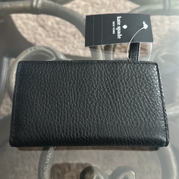 Kate Spade ❤️Jackson Small Slim Bifold Wallet ~Black Pebbled Leather #WLRU5472 - Picture 7 of 7